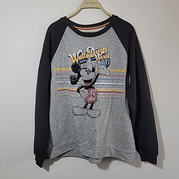 Disney Parks Sweatshirt Women’s 2x plus size gray raglan mickey mouse pullover - Picture 1 of 8